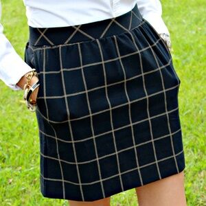 Madewell Skirt Black Brown Checked Size 0 A-Line Side Pockets Stretch